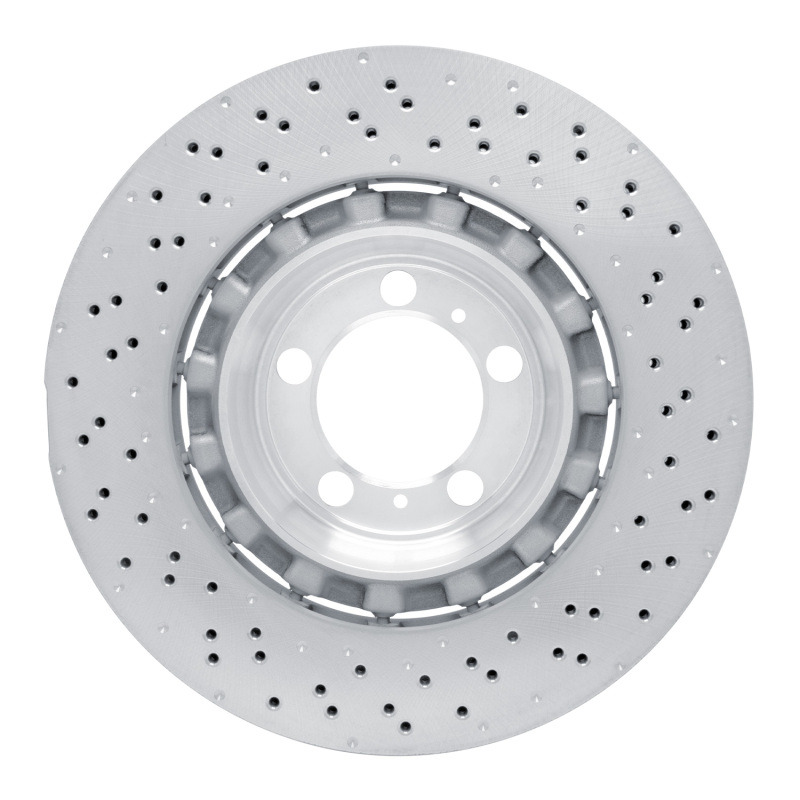 Porsche 911 Brake Rotor (1) - Left Rear - R1 Concepts - Drilled Carbon Alloy GeoMET - `13-`19